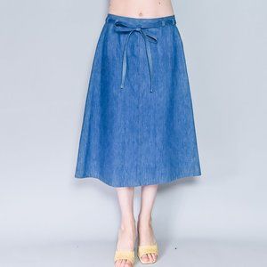 783. LEVI'S VINTAGE Denim Wrap Midi Skirt Sz 34 XL